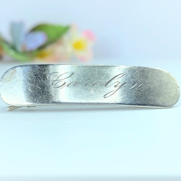 Vintage Sterling 925 Engraved Barrette \
